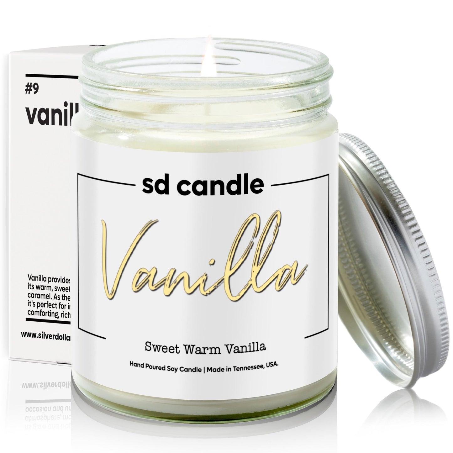 #09 | Vanilla Scented Candle - 9/16oz 100% All - Natural Handmade Soy Wax Candle - Silver Dollar Candle Co all natural soy candle