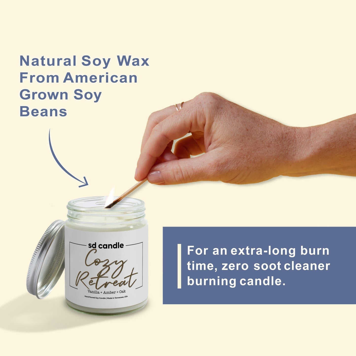 #55 | Cozy Retreat Scented Candle - 9/16oz 100% All - Natural Handmade Soy Wax Candle - Silver Dollar Candle Co all natural soy candle