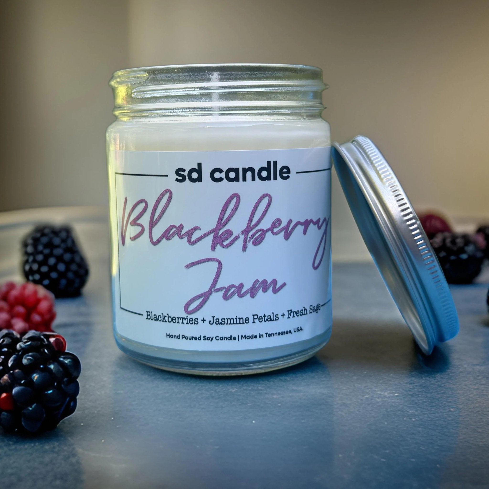 Blackberry Jam Scented Candle - Strong and Fruity Fragrance with