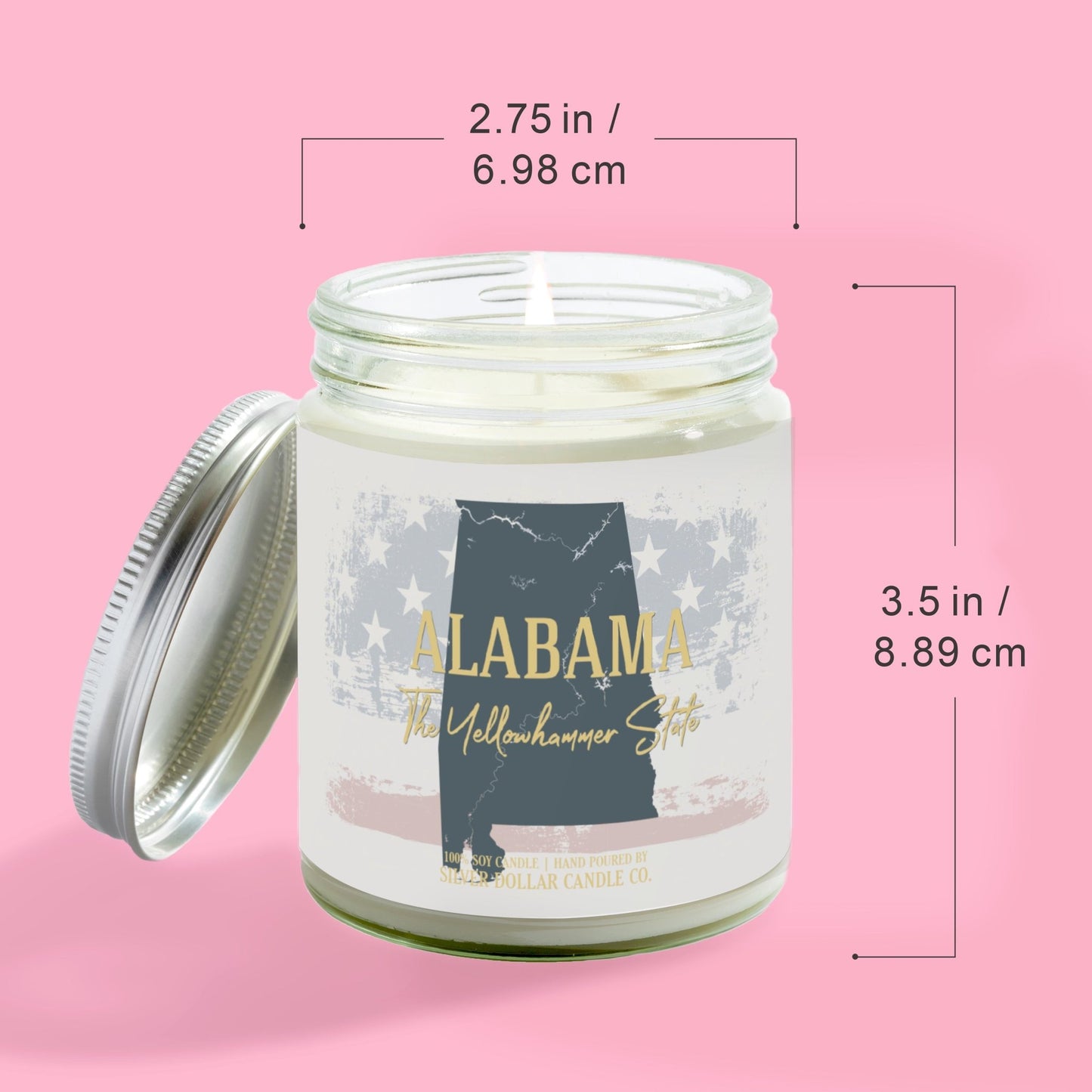 Alabama State Candle - Missing Home and Nostalgia Candle - 9/16oz 100% All - Natural Handmade Soy Wax Candle - Silver Dollar Candle Co all natural soy candle