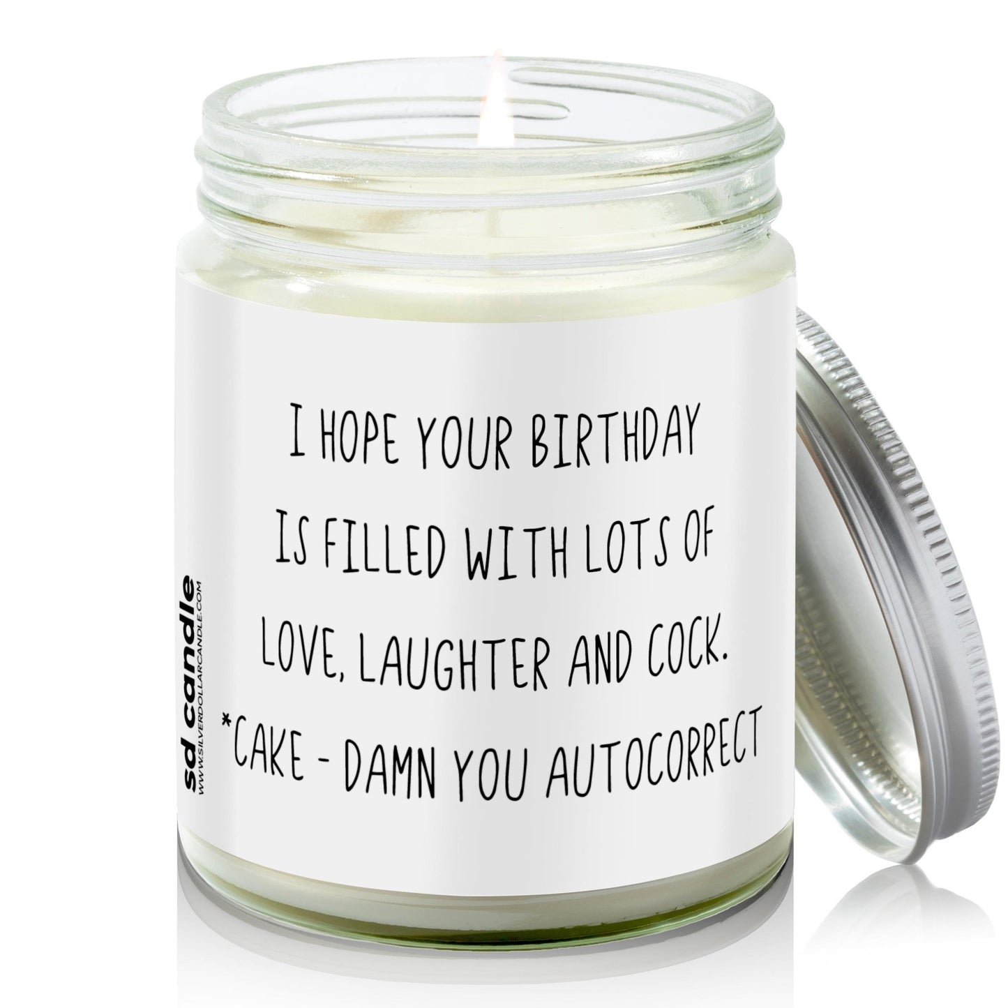 Birthday Autocorrect Fail Candle | Sarcastic Scents Candle - Silver Dollar Candle Co all natural soy candle