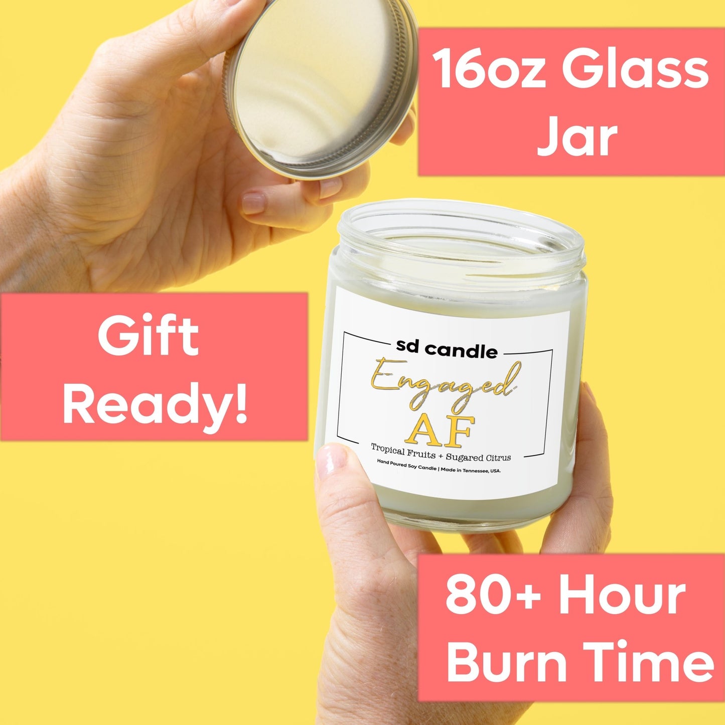 Engaged AF Candle - 9/16oz 100% All - Natural Handmade Soy Wax Candle - Silver Dollar Candle Co all natural soy candle
