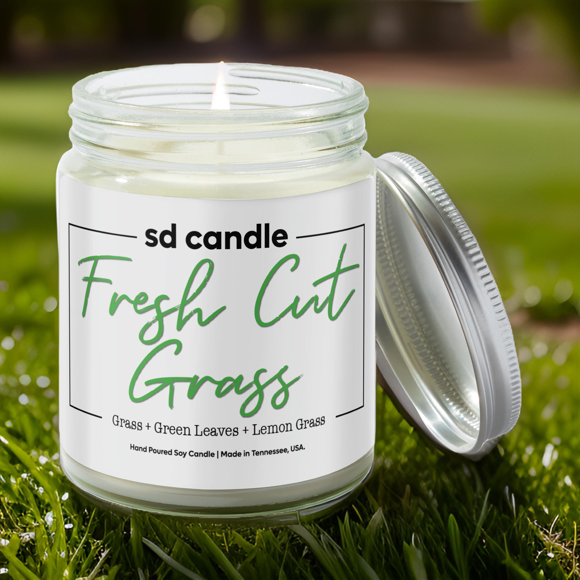 Fresh Cut Grass Soy Candle – Hand Poured In Mason Jar, 16 Oz, Ships Free