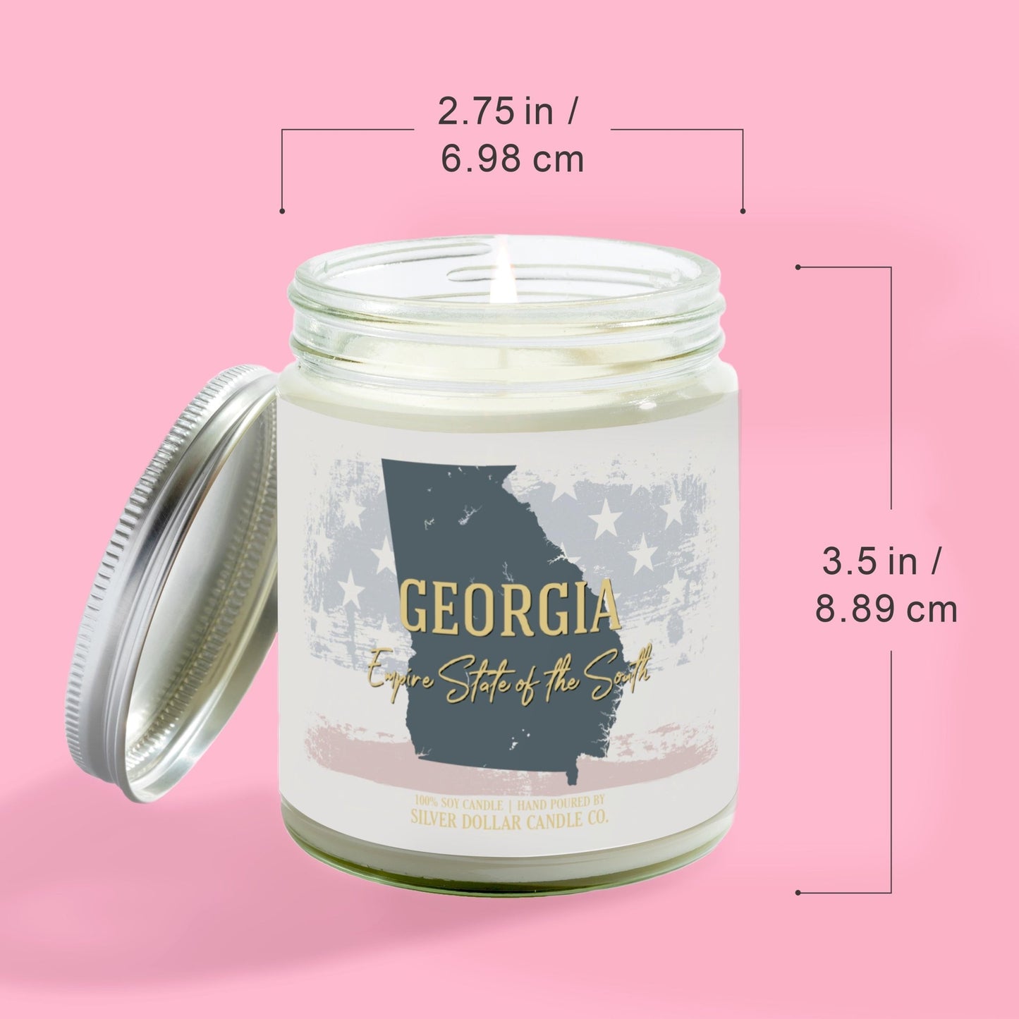 Georgia State Candle - Missing Home and Nostalgia Candle - 9/16oz 100% All - Natural Handmade Soy Wax Candle - Silver Dollar Candle Co all natural soy candle