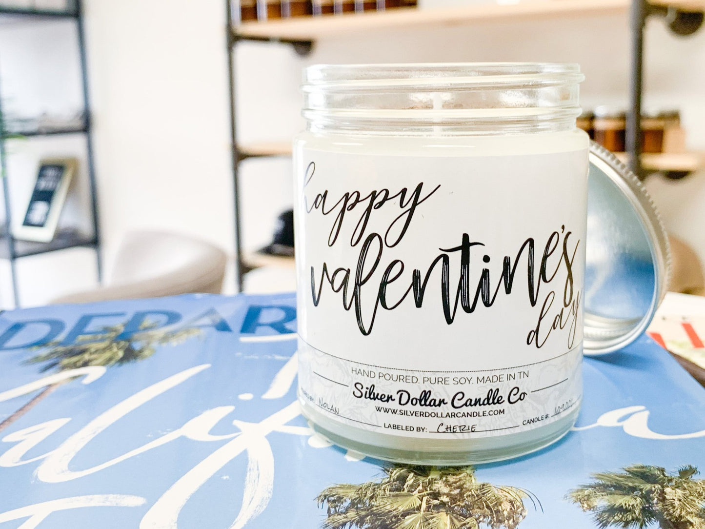 Happy Valentine's Day Scented Candle - Love/Anniversary/Valentine's Day Candle - 9/16oz 100% All - Natural Handmade Soy Wax Candle - Silver Dollar Candle Co all natural soy candle
