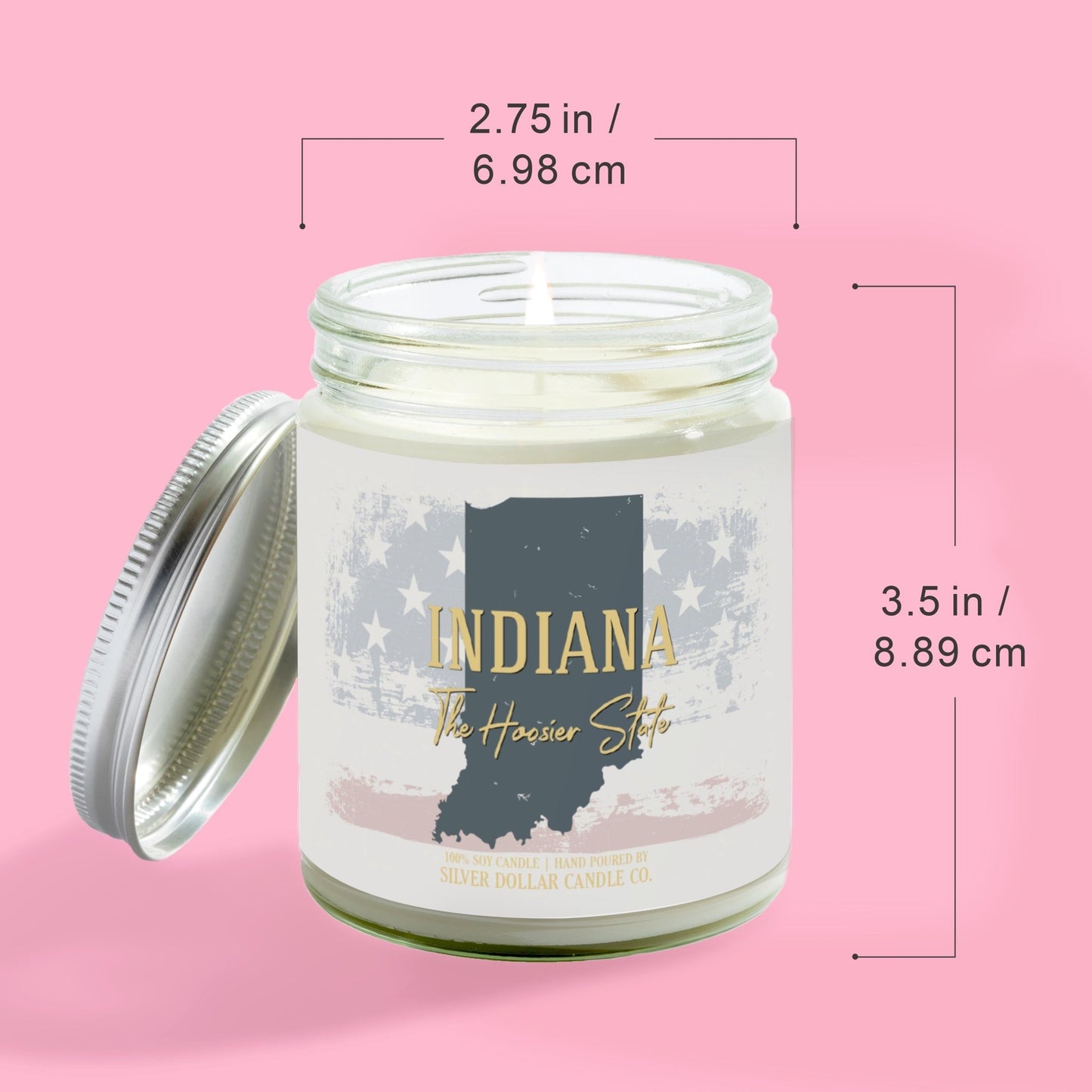 Indiana State Candle - Missing Home and Nostalgia Candle - 9/16oz 100% All - Natural Handmade Soy Wax Candle - Silver Dollar Candle Co all natural soy candle