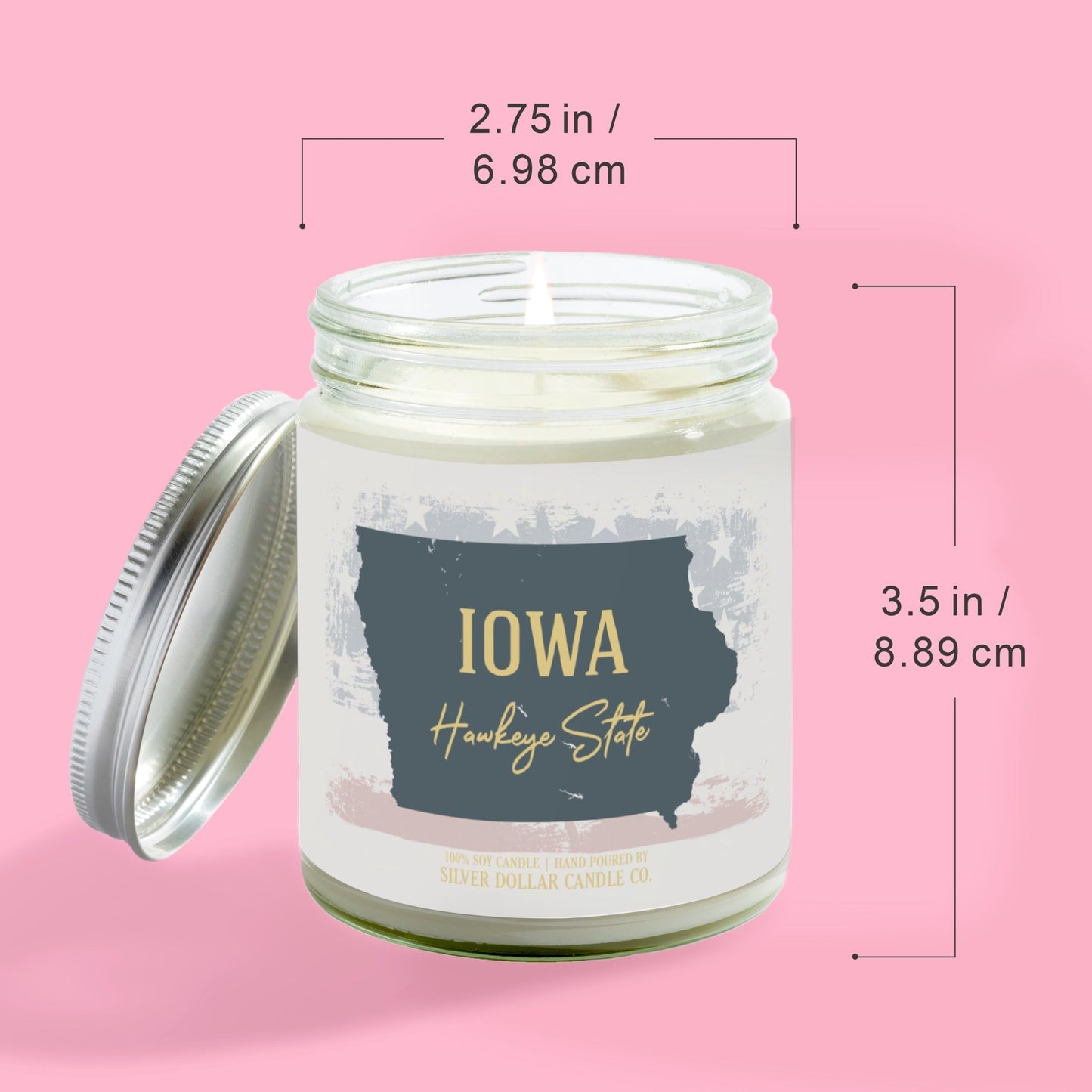 Iowa State Candle - Missing Home and Nostalgia Candle - 9/16oz 100% All - Natural Handmade Soy Wax Candle - Silver Dollar Candle Co all natural soy candle