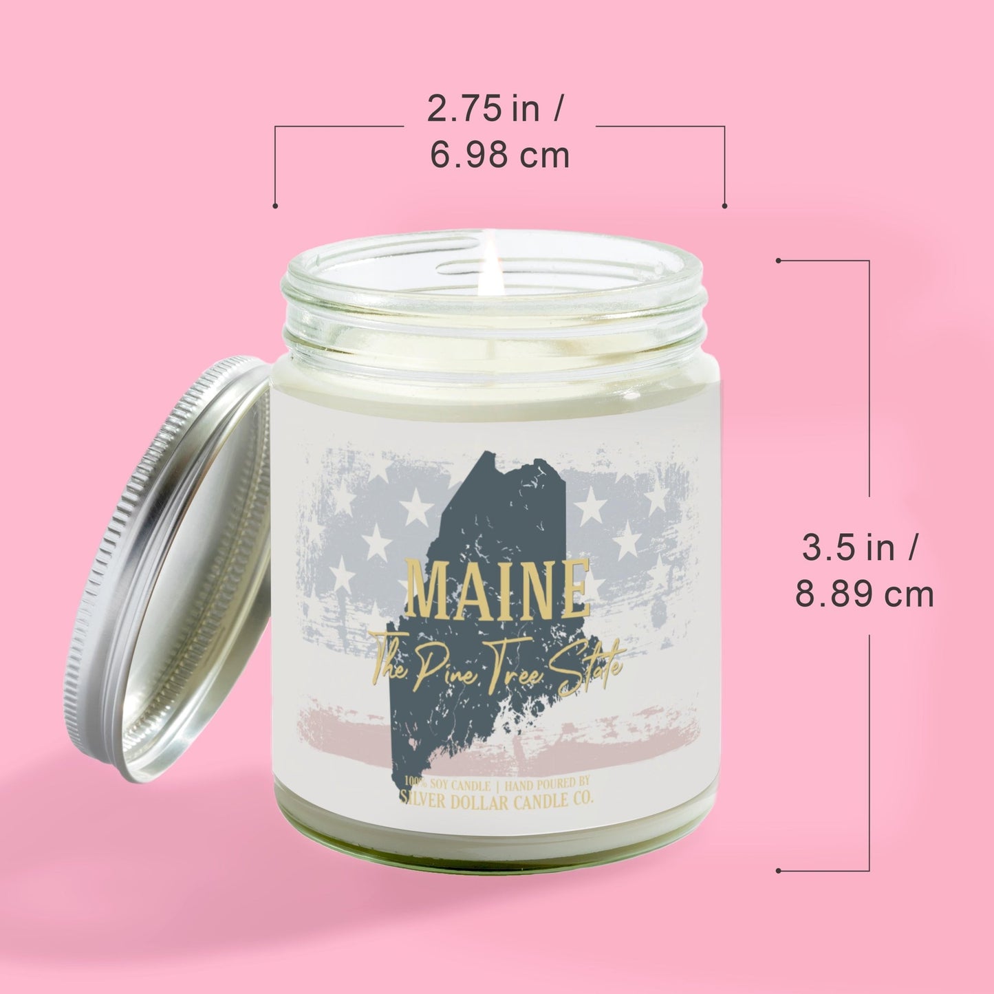 Maine State Candle - Missing Home and Nostalgia Candle - 9/16oz 100% All - Natural Handmade Soy Wax Candle - Silver Dollar Candle Co all natural soy candle