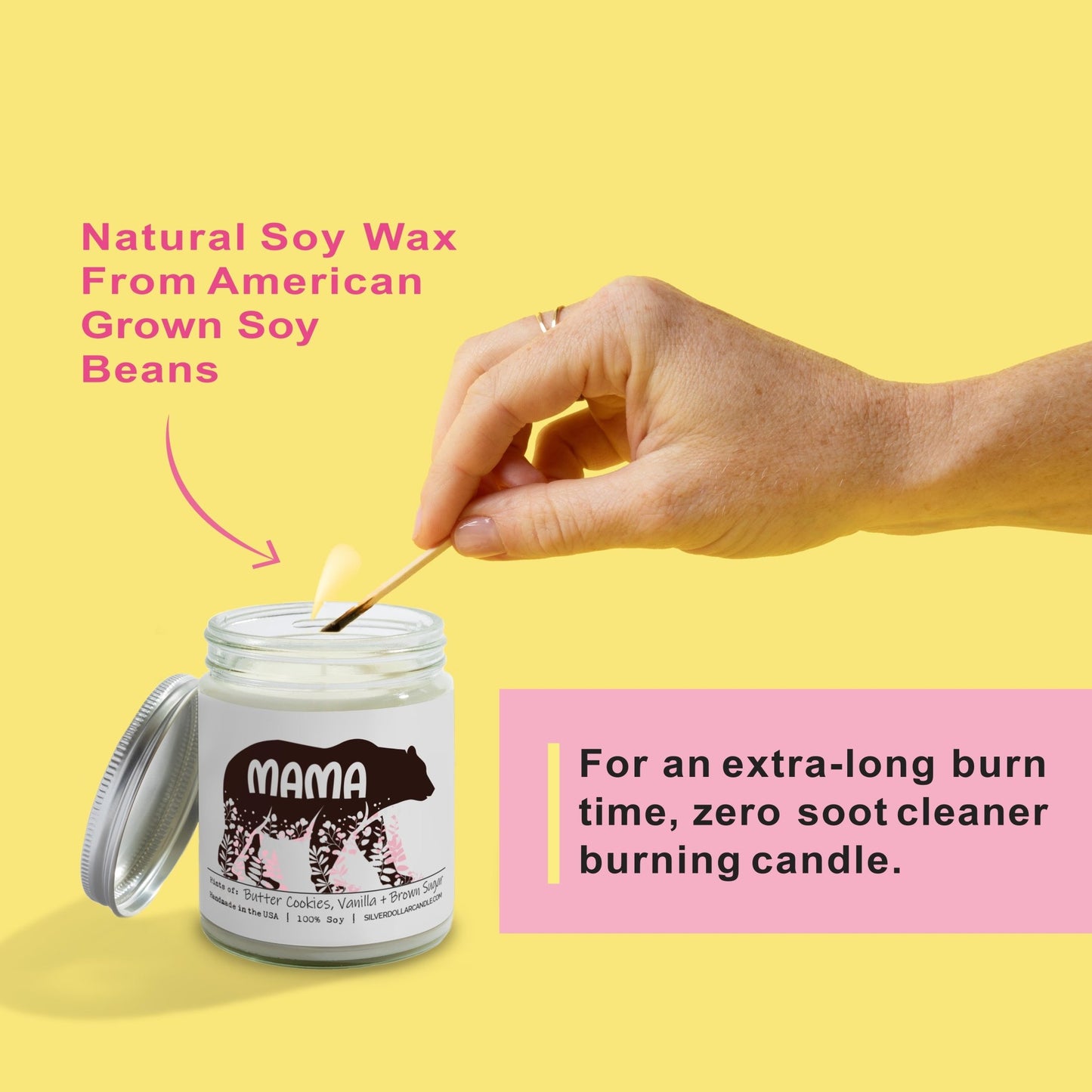 Mama Bear - Sugar Cookie Scented Candle | Sweet Butter & Vanilla Aroma | 9oz Hand - Poured Soy Wax | Eco - Friendly, Lead - Free Cotton Wicks | Made in USA - Silver Dollar Candle Co all natural soy candle