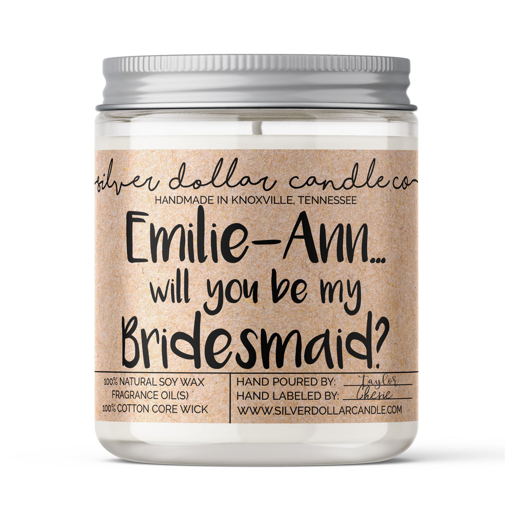 Bridal Party Proposals Candle - Personalized/Custom Candle for Weddings (v3) - 9/16oz 100% All-Natural Handmade Soy Wax Candle