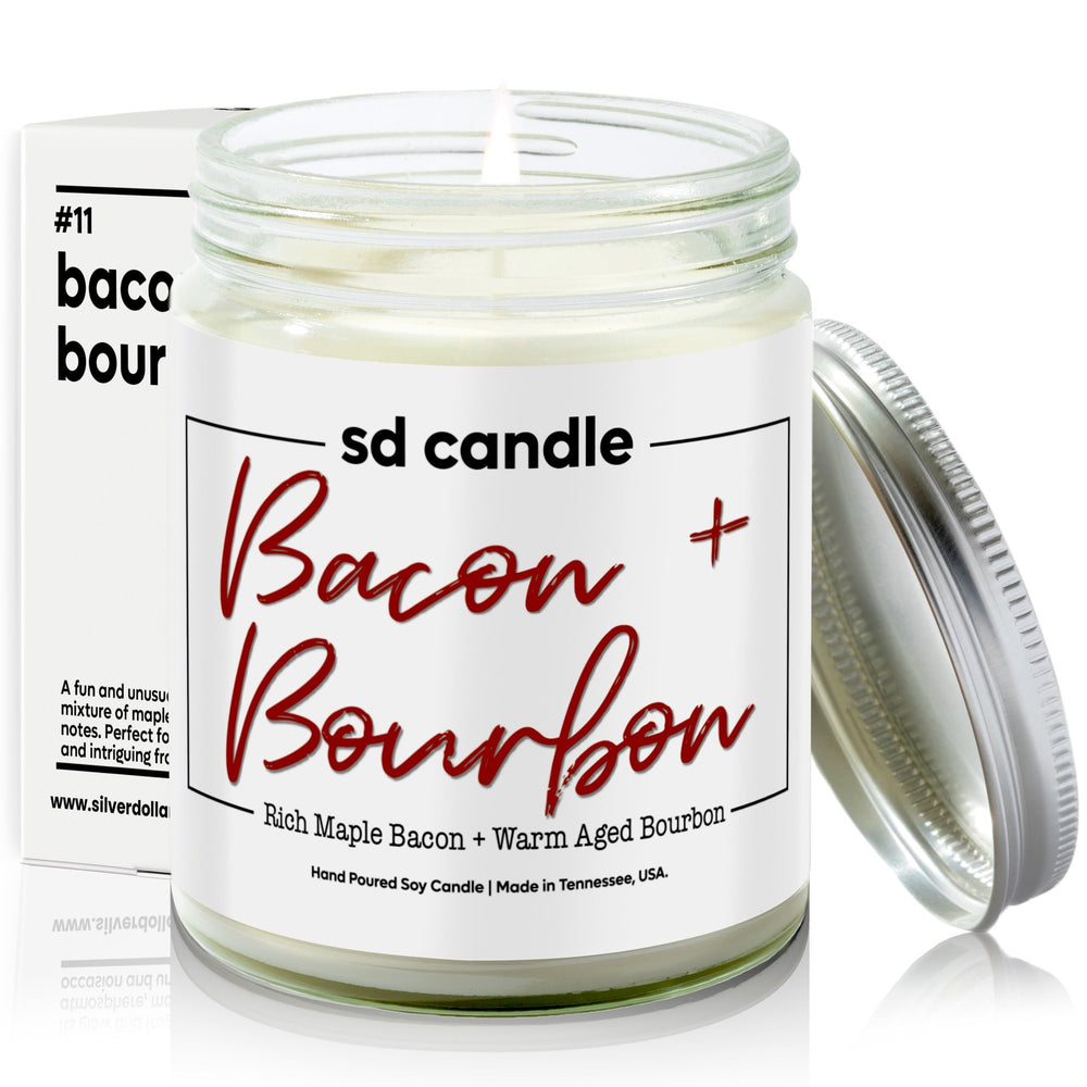 #11 | Bacon + Bourbon Scented Candle - 9/16oz 100% All - Natural Handmade Soy Wax Candle - Silver Dollar Candle Co all natural soy candle