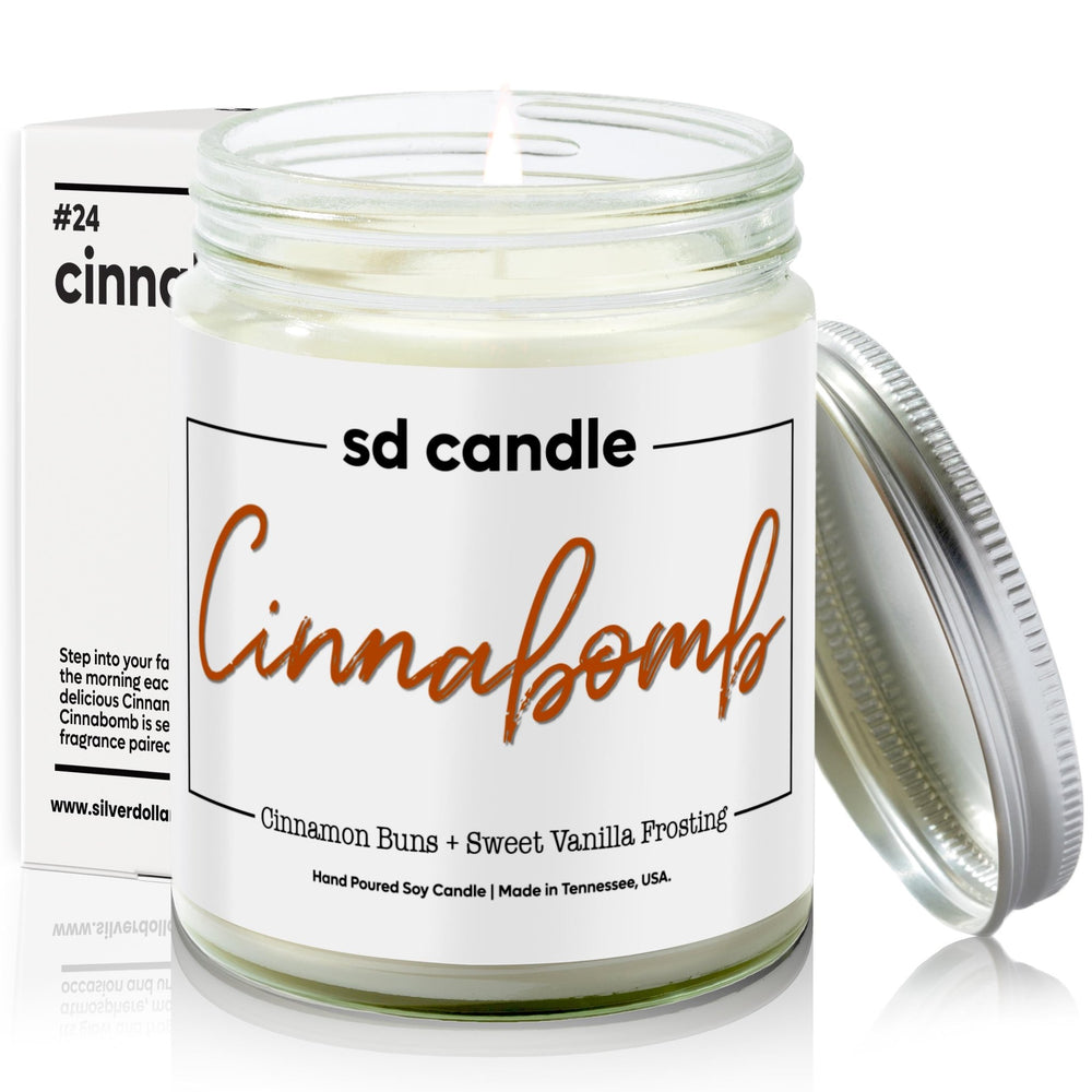 
                  
                    #24 | Cinnabomb Scented Candle - 9/16oz 100% All - Natural Handmade Soy Wax Candle - Silver Dollar Candle Co all natural soy candle
                  
                