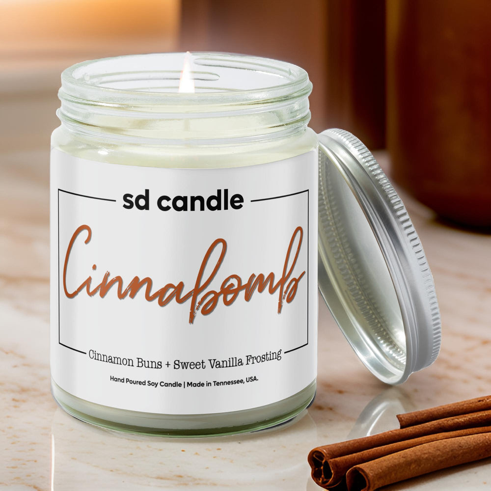 #24 | Cinnabomb Scented Candle - 9/16oz 100% All - Natural Handmade Soy Wax Candle - Silver Dollar Candle Co all natural soy candle