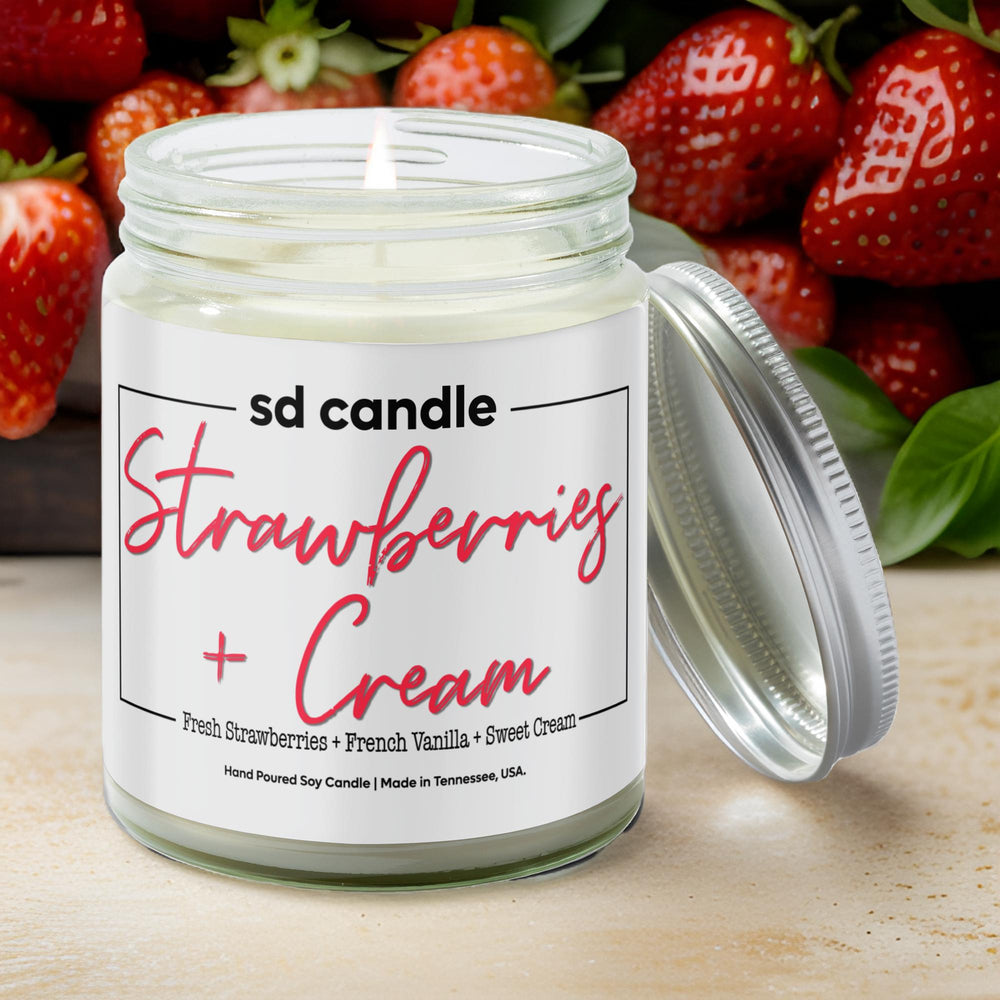 
                  
                    #29 | Strawberry + Cream Scented Candle - 9/16oz 100% All - Natural Handmade Soy Wax Candle - Silver Dollar Candle Co all natural soy candle
                  
                