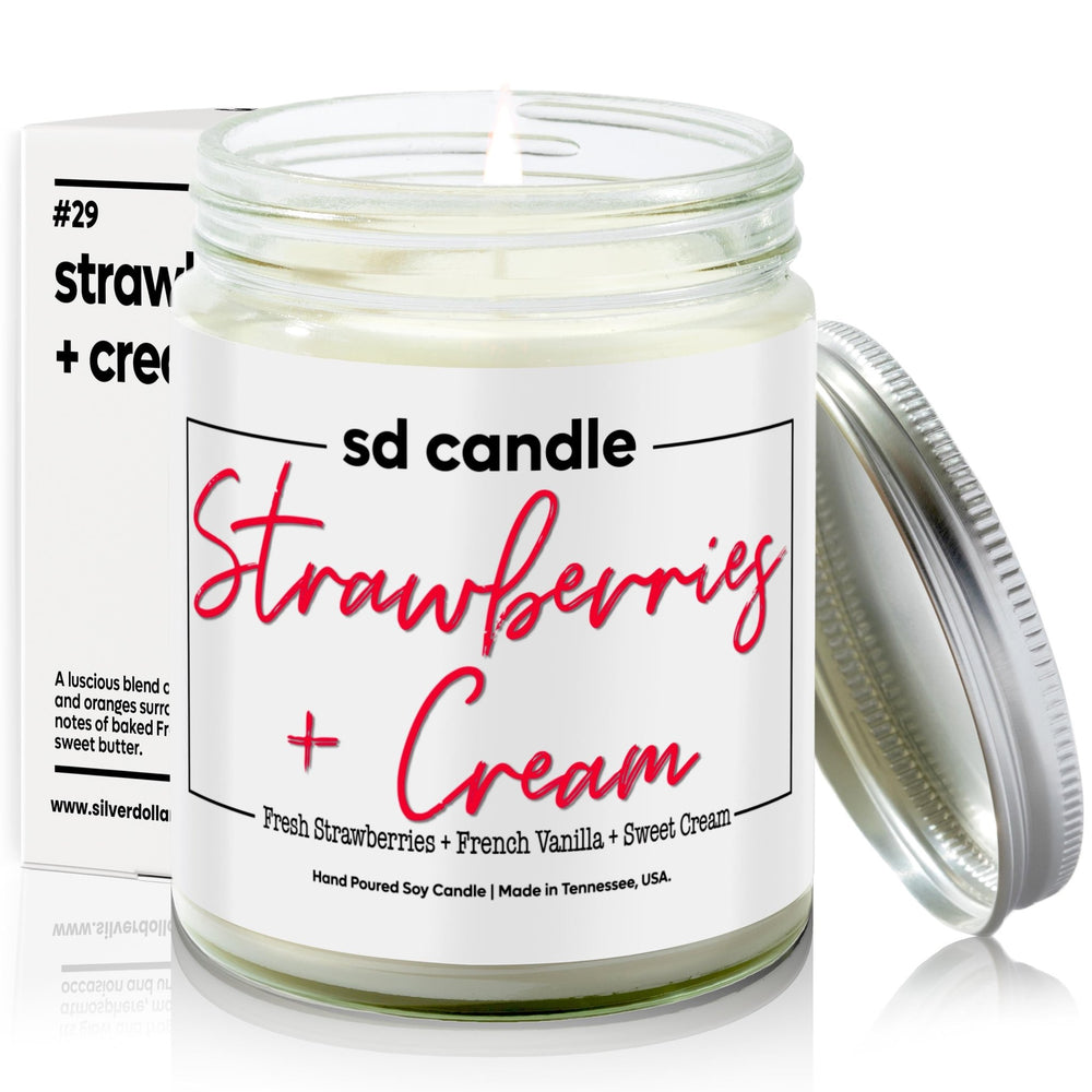 
                  
                    #29 | Strawberry + Cream Scented Candle - 9/16oz 100% All - Natural Handmade Soy Wax Candle - Silver Dollar Candle Co all natural soy candle
                  
                