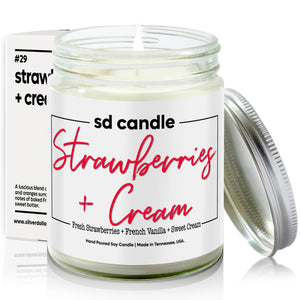 #29 | Strawberry + Cream Scented Candle - 9/16oz 100% All - Natural Handmade Soy Wax Candle - Silver Dollar Candle Co all natural soy candle