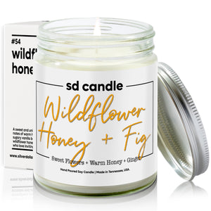 #54 | Wildflower Honey + Fig Scented Candle - 9/16oz 100% All - Natural Handmade Soy Wax Candle - Silver Dollar Candle Co all natural soy candle