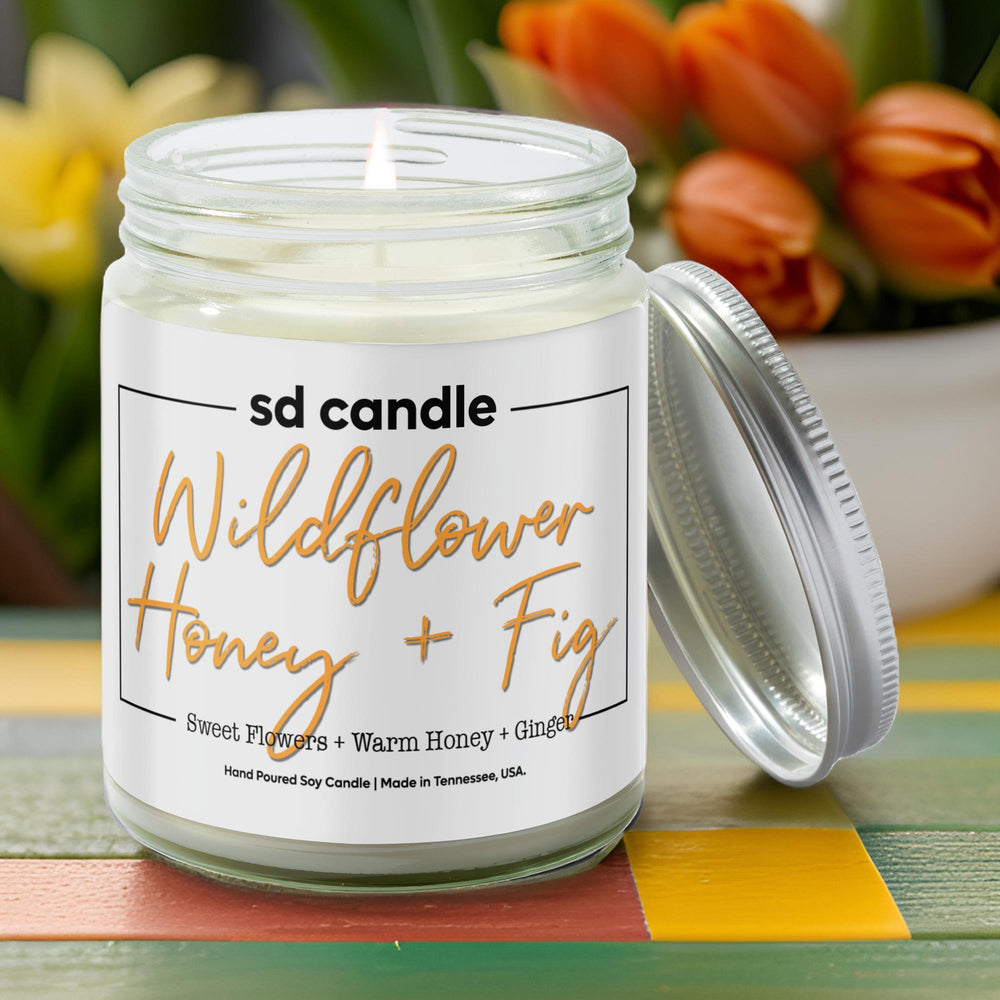 #54 | Wildflower Honey + Fig Scented Candle - 9/16oz 100% All - Natural Handmade Soy Wax Candle - Silver Dollar Candle Co all natural soy candle