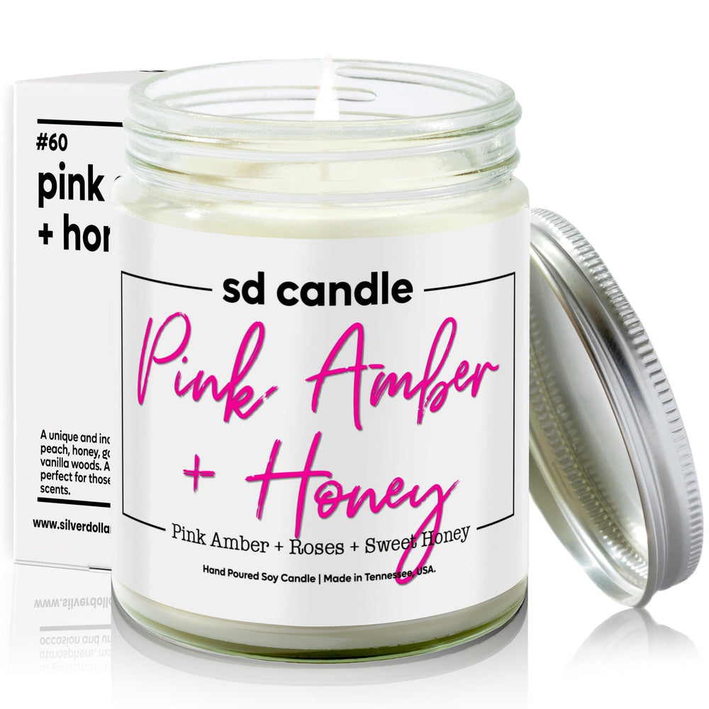 
                  
                    #60 | Pink Amber + Honey Scented Candle - 9/16oz 100% All - Natural Handmade Soy Wax Candle - Silver Dollar Candle Co all natural soy candle
                  
                