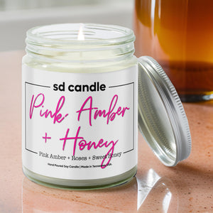 #60 | Pink Amber + Honey Scented Candle - 9/16oz 100% All - Natural Handmade Soy Wax Candle - Silver Dollar Candle Co all natural soy candle