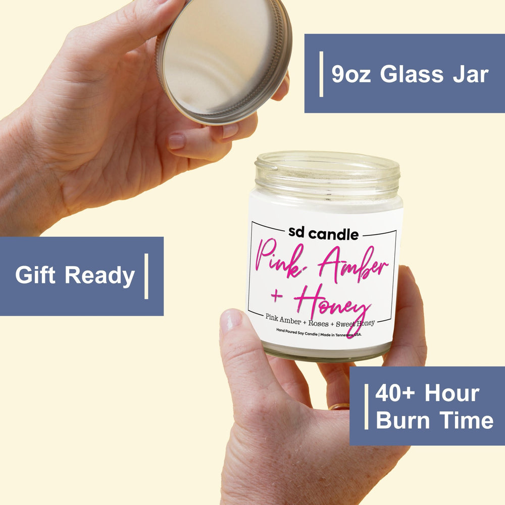 
                  
                    #60 | Pink Amber + Honey Scented Candle - 9/16oz 100% All - Natural Handmade Soy Wax Candle - Silver Dollar Candle Co all natural soy candle
                  
                