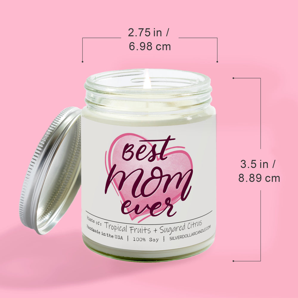 'Best Mom Ever' Candle for Mom - Tropical Fruits & Sugared Citrus Aroma, Long Burn Time - 9/16oz 100% All-Natural Handmade Soy Wax Candle