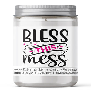 'Bless This Mess' New Home Candle - Sugar Cookie Scented Candle | Sweet Butter, Vanilla, Sugar | 9oz Soy Wax | Hand-Poured, Eco-Friendly