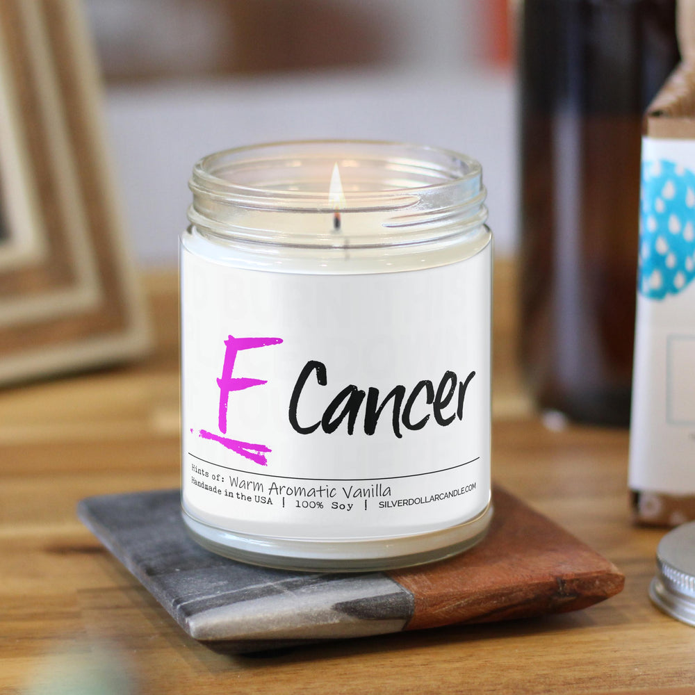 F Cancer Candle - Warm Aromatic Vanilla Scented Candle - Hand-Poured 9oz Soy Wax with Cotton Wick - Sweet, Comforting Vanilla with Caramel Notes