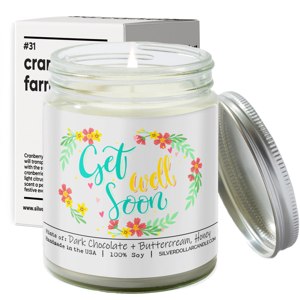 Get Well Soon Candle - 9oz Soy Wax Candle, Handcrafted with Cotton Wick, Chocolate Brownie Fragrance, Eco-Friendly Packaging