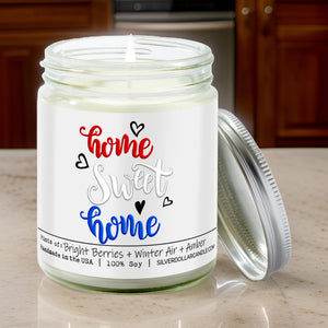 Home Sweet Home Candle - New Home Candle Balsam + Berry Scent, Handmade in USA - 9oz 100% All-Natural Handmade Soy Wax Candle