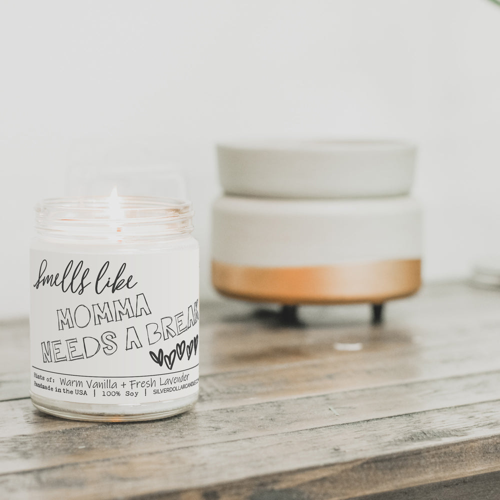 'Smells Like Momma Needs a Break' Candle for mom - Lavender & Vanilla Scented Candle, 9oz Soy Wax | Cozy, Calming Aroma | Eco-Friendly, Hand-Poured