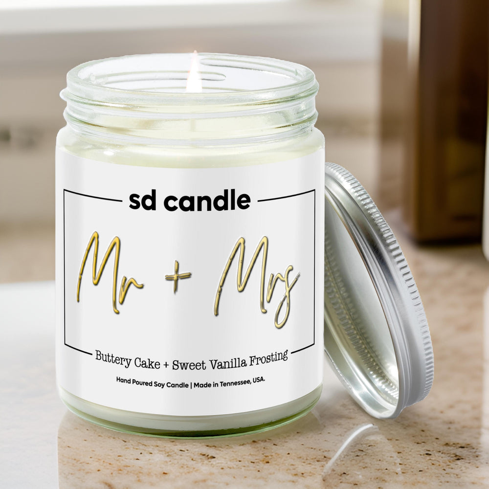 Mr & Mrs Candle - 9/16oz 100% All-Natural Handmade Soy Wax Wedding Candle