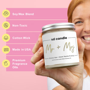 Mr & Mrs Candle - 9/16oz 100% All-Natural Handmade Soy Wax Wedding Candle