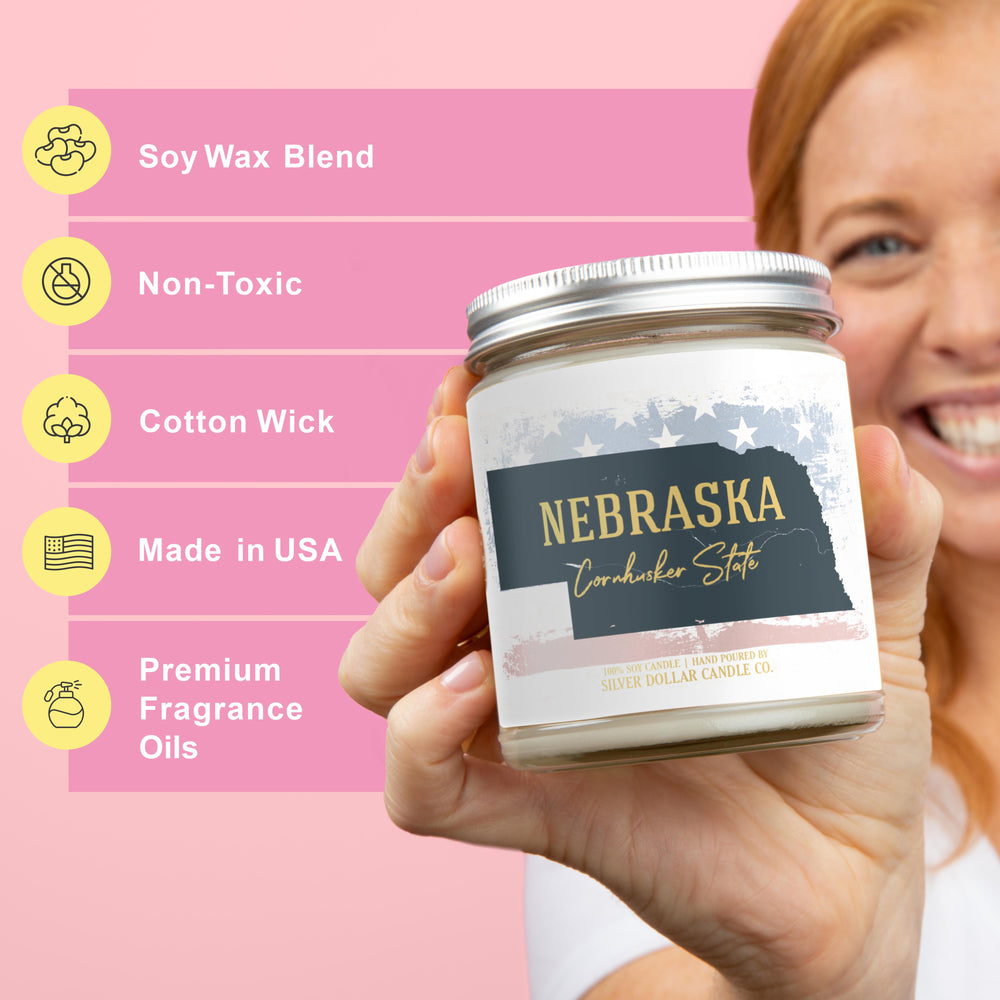 Nebraska State Candle - Missing Home and Nostalgia Candle - 9/16oz 100% All-Natural Handmade Soy Wax Candle