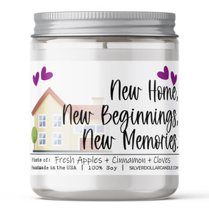 New Home, New Beginnings, New Memories - New Home Candle - Orchard Spice Scented Candle - 9/16oz 100% All-Natural Handmade Soy Wax Candle