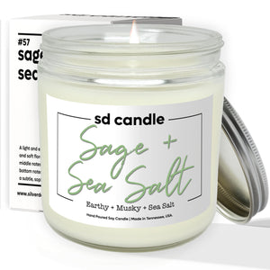 #57 | Sage + Sea Salt Scented Candle - 9/16oz 100% All-Natural Handmade Soy Wax Candle
