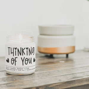 Thinking Of You Candle - Cabin Retreat Scented Candle, 9oz Soy Wax with Amber, Cinnamon, Sandalwood, Vanilla Notes - 9/16oz 100% All-Natural Handmade Soy Wax Candle