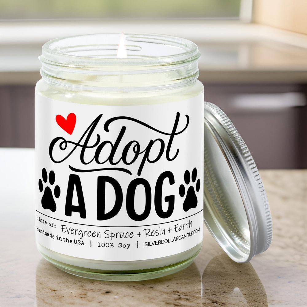 
                  
                    Adopt A Dog Candle | 9/16oz Christmas Tree Scented Candle - Silver Dollar Candle Co all natural soy candle
                  
                