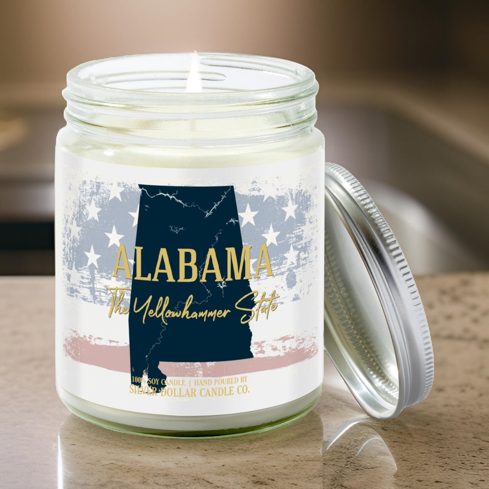 Alabama State Candle - Missing Home and Nostalgia Candle - 9/16oz 100% All - Natural Handmade Soy Wax Candle - Silver Dollar Candle Co all natural soy candle