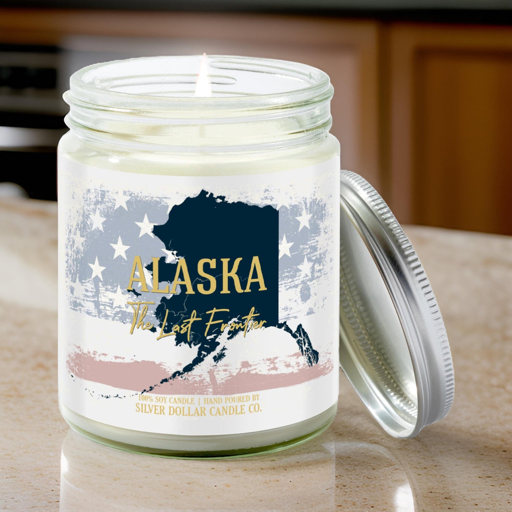 Alaska State Candle - Missing Home and Nostalgia Candle - 9/16oz 100% All - Natural Handmade Soy Wax Candle - Silver Dollar Candle Co all natural soy candle