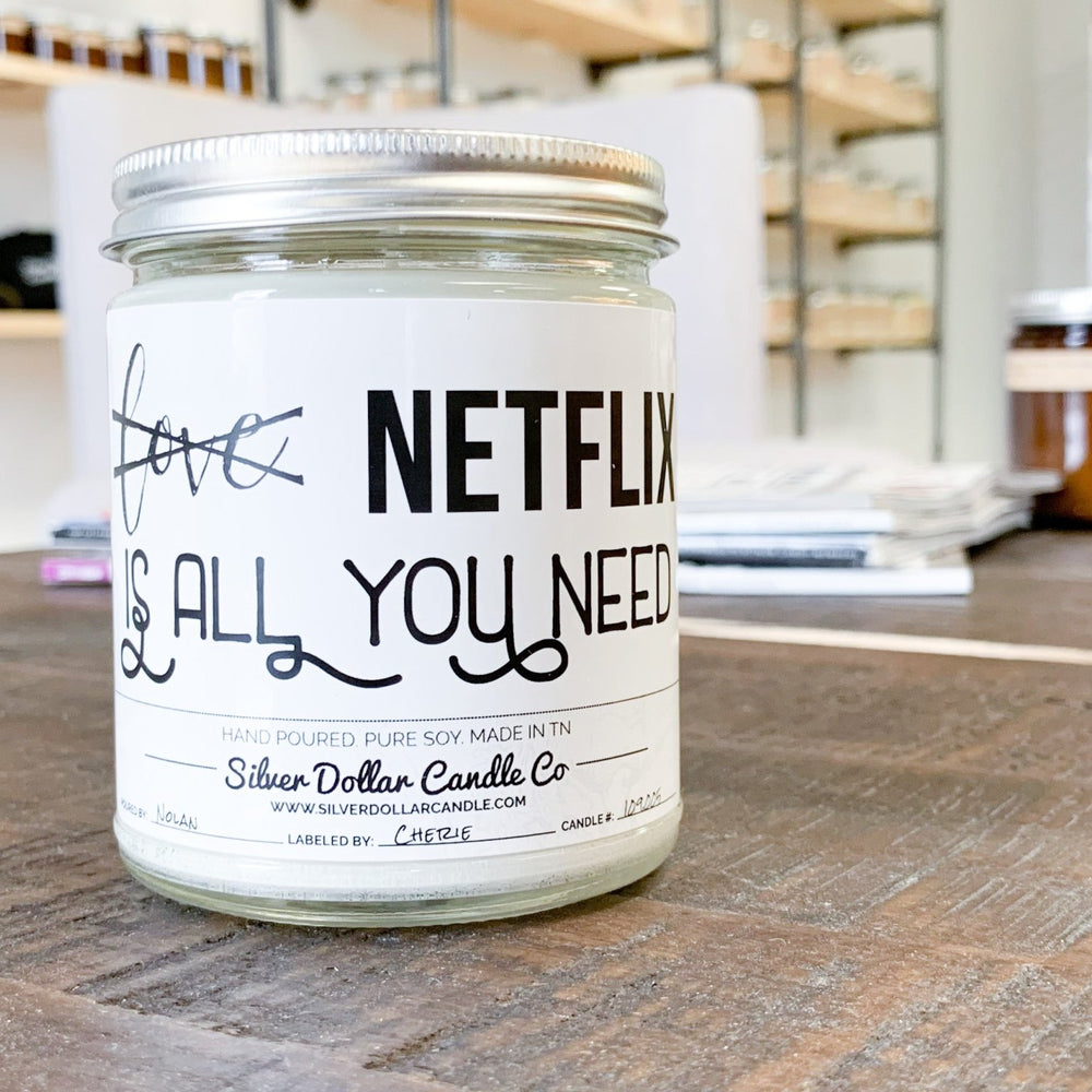 
                  
                    'All You Need Is Netflix' Soy Candle - Silver Dollar Candle Co all natural soy candle
                  
                