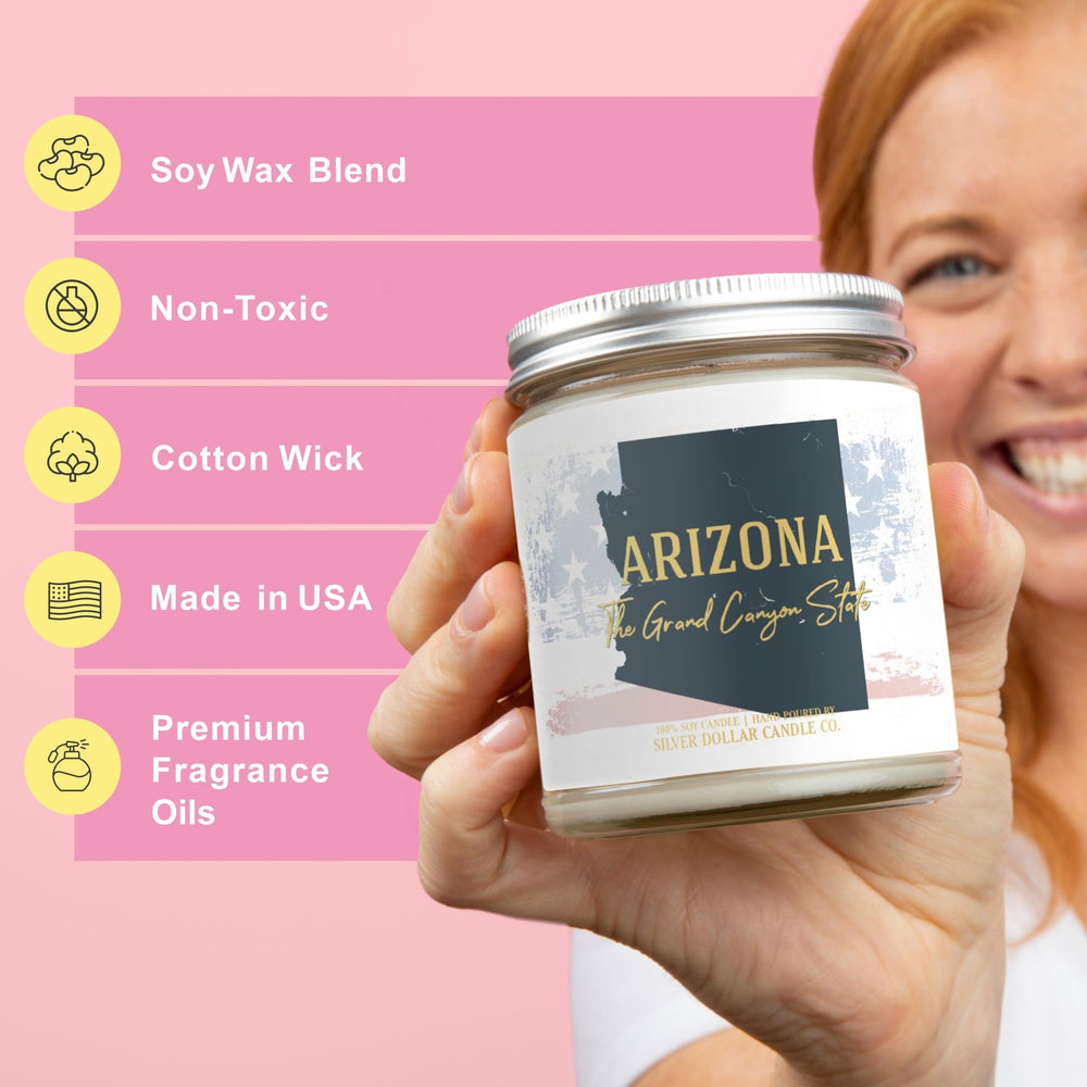 Arizona State Candle - Missing Home and Nostalgia Candle - 9/16oz 100% All - Natural Handmade Soy Wax Candle - Silver Dollar Candle Co all natural soy candle