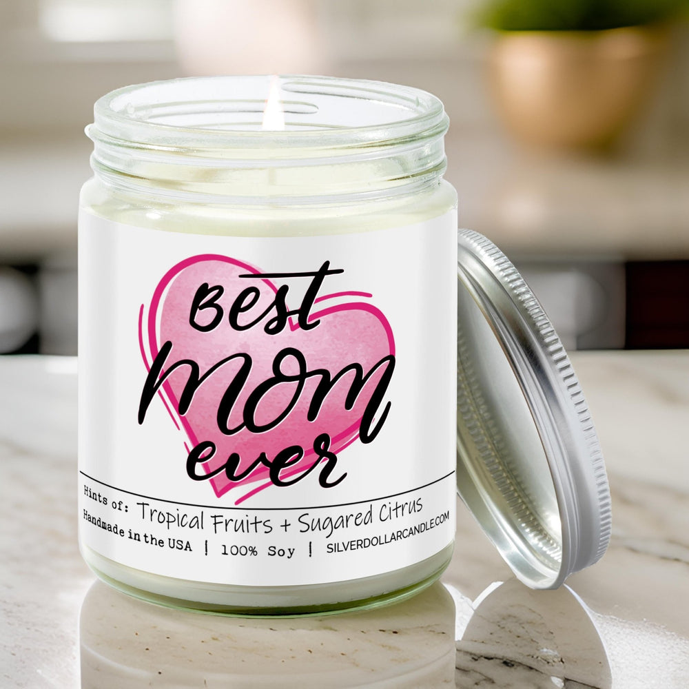 
                  
                    'Best Mom Ever' Candle for Mom - Tropical Fruits & Sugared Citrus Aroma, Long Burn Time - 9/16oz 100% All - Natural Handmade Soy Wax Candle - Silver Dollar Candle Co all natural soy candle
                  
                