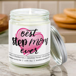 Best Stepmom Ever - 9oz Handmade Soy Wax Candle, Blackberry Jam Essence with Jasmine & Sage, Sustainably Crafted Gift, Proudly Produced in the USA - Silver Dollar Candle Co all natural soy candle