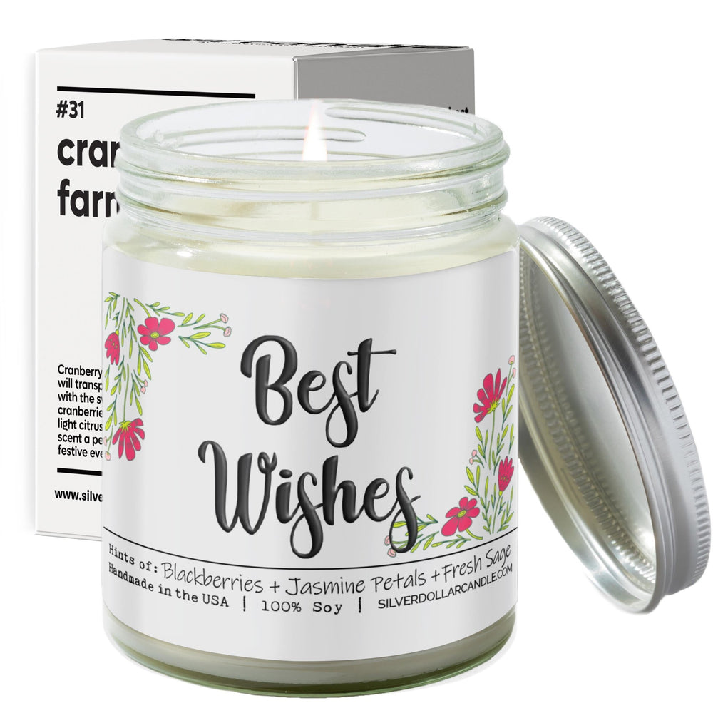 
                  
                    Best Wishes Candle - Soy Candle with Blackberry Jam, Jasmine & Sage Scent, Eco - Friendly Hand - Poured in USA - Silver Dollar Candle Co all natural soy candle
                  
                