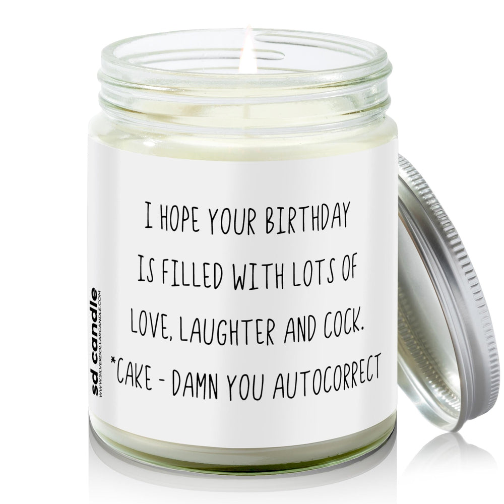 
                  
                    Birthday Autocorrect Fail Candle | Sarcastic Scents Candle - Silver Dollar Candle Co all natural soy candle
                  
                