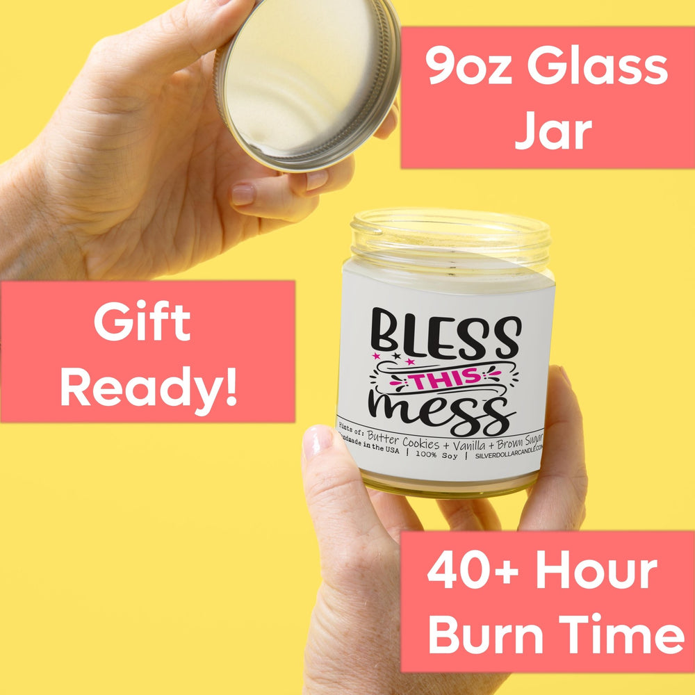 
                  
                    'Bless This Mess' New Home Candle - Sugar Cookie Scented Candle | Sweet Butter, Vanilla, Sugar | 9oz Soy Wax | Hand - Poured, Eco - Friendly - Silver Dollar Candle Co all natural soy candle
                  
                