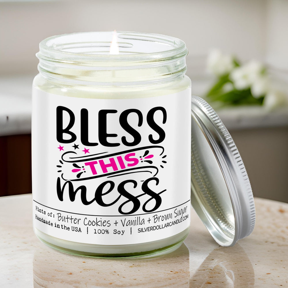 
                  
                    'Bless This Mess' New Home Candle - Sugar Cookie Scented Candle | Sweet Butter, Vanilla, Sugar | 9oz Soy Wax | Hand - Poured, Eco - Friendly - Silver Dollar Candle Co all natural soy candle
                  
                