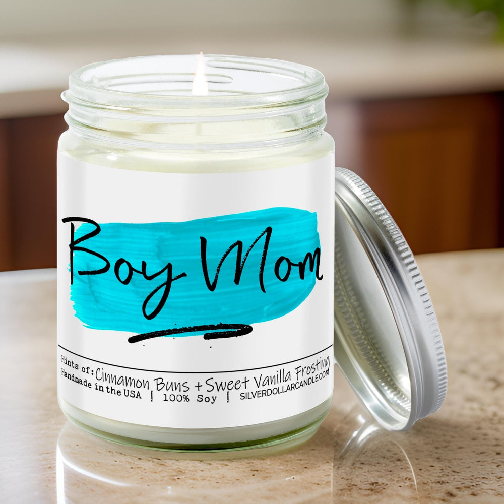 
                  
                    Boy Mom Candle - Cinnabomb 9oz Soy Wax Scented Candle with Cozy Cinnamon & Vanilla Aroma, Eco - Friendly, Handcrafted in USA by SD Candle - Silver Dollar Candle Co all natural soy candle
                  
                