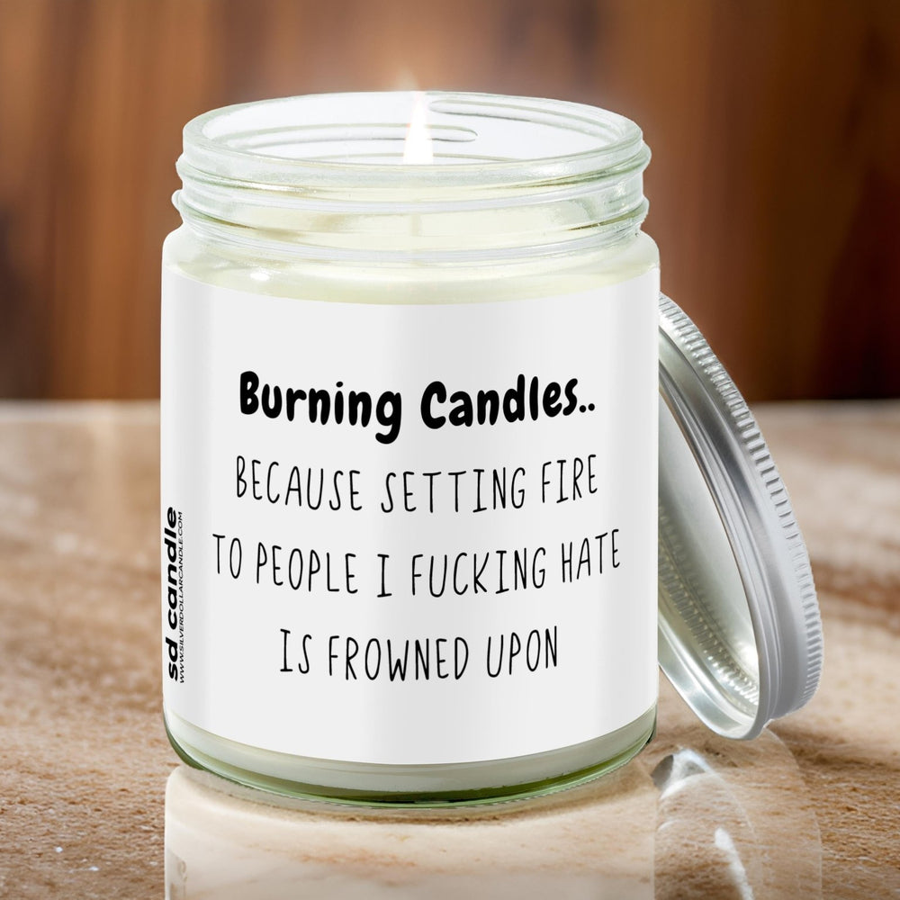 Burn Candles, Not People Candle | Sarcastic Scents Candle | Choose Any Scent - Silver Dollar Candle Co all natural soy candle